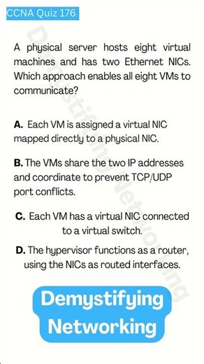 CCNA Quiz 176: Cloud VM Virtual NIC Switch #demystifyingnetworking