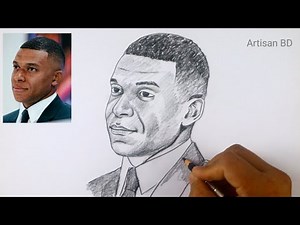 How To Draw Kylian Mbappe Easy Portrait | Mbappe Drawing | Step By Step