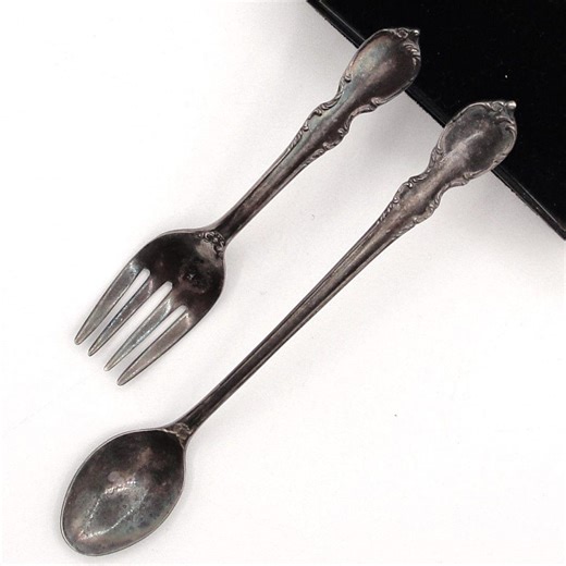 Vintage 1847 Rogers Bros Remembrance Silverplate Child Fork Spoon Set IS Ornate - Etsy