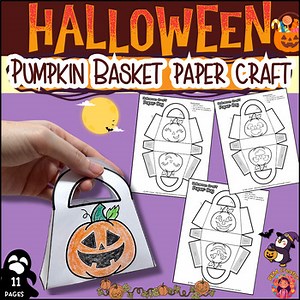 Halloween Pumpkin Basket Paper Craft Trick or Treat Basket D.I.Y. October