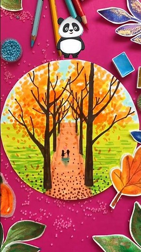 Рисуем осенний пейзаж|легкие рисунки для детей|рисунки осень 🍂