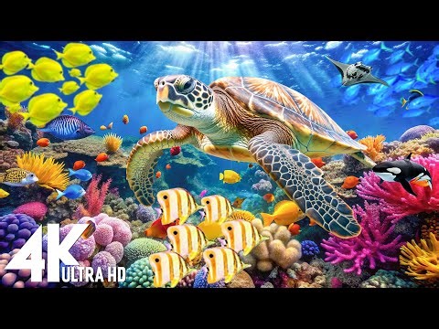 Under Red Sea 4K -Beautiful Coral Reef Fish in Aquarium, Sea Animals for Relaxation, 4K Video UHD