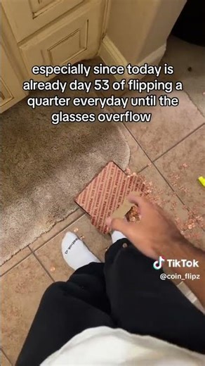 Flip 53 | Flipping A Quarter Everyday Until The Glass Overflows #coin #coinflip #money