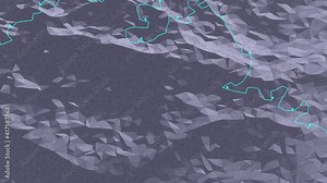 Overview of a winding hiking trail through the mountains with waypoints - 3d illustration