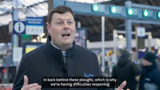 Here's Mark Ilderton, ScotRail Service Delivery Director, with an update on the routes still impacted by very heavy snowfall over the last few days. The majority of our services are running well, and Network Rail Scotland are working hard to get all affected routes open as soon as possible. | ScotRail