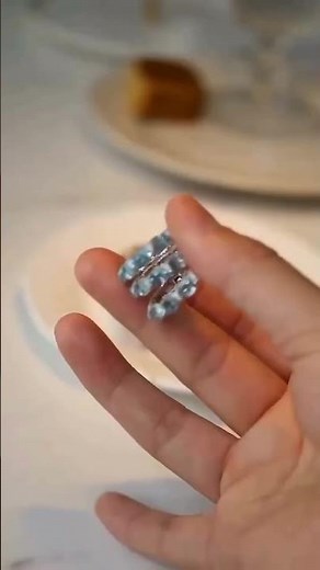 Ocean Sparkle! Aquamarine/Blue Topaz Stacking Rings 🌊 | Unique Eternity Band Design