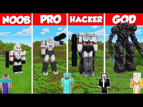 Megatron Transformer Build Battle Challenge - Noob vs Pro vs Hacker vs God - Minecraft Animation