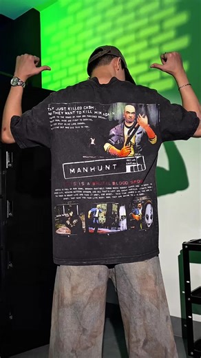 Manhunt PS2 Acid Washed T-Shirt for Horror Gaming Fans