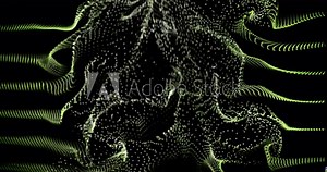 9 Glowing dot particles dynamic liquid flow collection. Neon Streaming Backgrounds. Cyber Binary. Glow Abstract Matrix. Digital background of glowing particles with depth of field, bokeh. 3D render