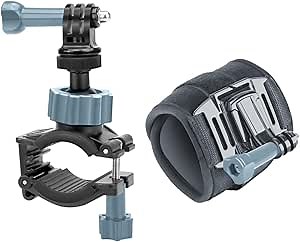 USA Gear Action Camera Handlebar Mount + Wrist Strap Mount - Bundle
