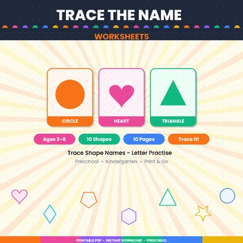 Trace the Shape Names Worksheets | Preschool & Kindergarten Writing Practice