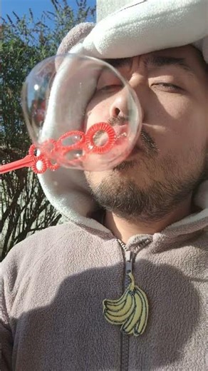 ASMR Banana eating & blowing bubbles sounds #youtubeshorts #shorts