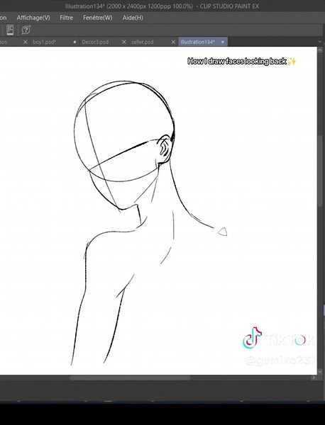 Post 33 How I draw faces looking back ✨ Here’s another little look at how I approach a more turned pose! I start with the head and neck placement first, then use simple guidelines to figure out where the features should sit before adding the hair and smaller details. This kind of angle can get confusing really fast I’m still practicing it too, and making these tutorials helps me understand the structure better while I draw. Hope it can help you too! . . #tutorial #howtodraw #sketchtutorial #art 