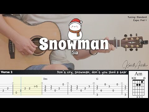 Snowman - Sia | Fingerstyle Guitar | TAB + Chords + Lyrics