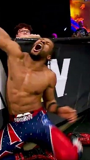 #DarbyAllin LAUNCHES from the stage! #AEWDynamite