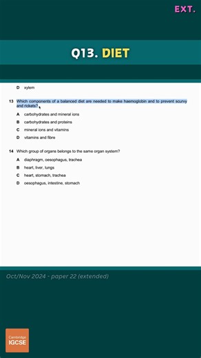 IGCSE Biology - Multiple Choice (paper 2, extended) - exams from 2026 #biology #exams #revision