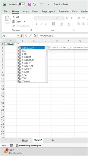 Excel Formula se 2–10 Multiplication Tables (Automatic Table) #excel #exceltricks #excelshorts