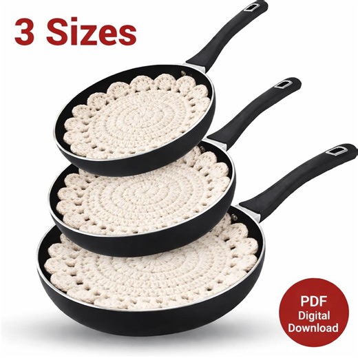 Crochet Pan Protector Pattern PDF Three Sizes Kitchen Pot Separator Digital Download - Etsy Canada