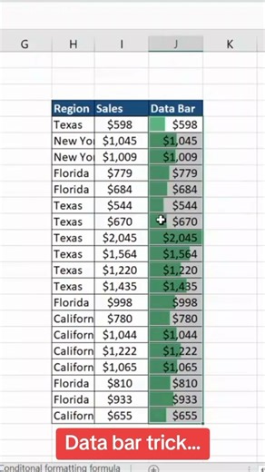 Use data bars easily. #datacleaning #excel #dataanalysis