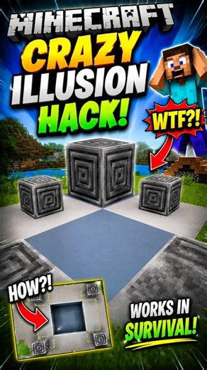 Minecraft’s CRAZIEST Illusion Hack 🤯 (Works in Survival!)✨🤝🏻 #minecraft #gaming #build #hack