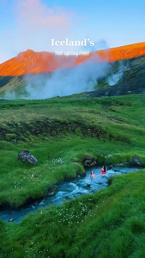 have you ever been in a hot spring river #iceland #icelandadventure