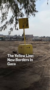 The yellow line reshapes Gaza, marking a withdrawal on paper and new borders imposed by Israel on the ground, shifting from temporary barriers to permanent borders. #Gaza | Al Arabiya English