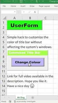 Change color of title bar of UserForm without affecting the system's windows