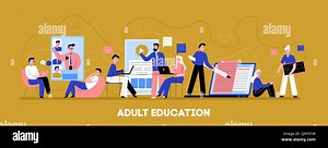 Online adult education flat horizontal background banner with individual audio video training level tempo coaching vector illustration Stock Vector Image & Art - Alamy