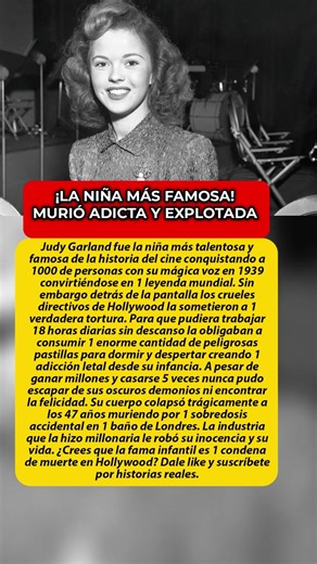 ¡Obligada a drogarse desde niña! El triste fin de Judy Garland 😭💊 #Tragedia