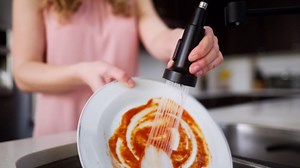 FORIOUS Kitchen Faucet with Soap Dispenser, Black Stainless Steel Sink Faucet with Sprayer Single Handle, Commercial Spring Faucet for Kitchen Sink, Farmhouse, Laundry Bar RV Camper