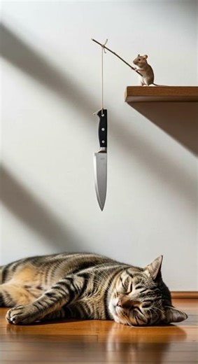 Shocking! Sleeping cat in risk — will mouse's daring move change the game