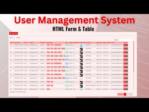 User Management System Overview | HTML Form & Table
