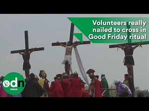 Volunteers really nailed to cross in Good Friday ritual