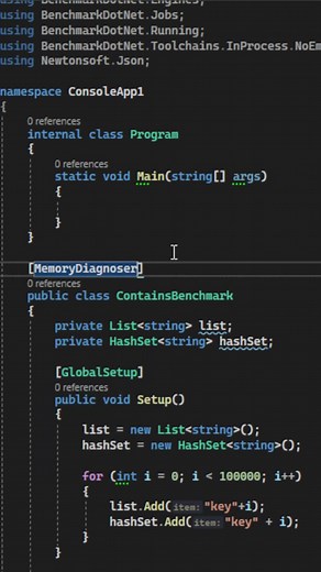 C# List vs HashSet: Contains Method Benchmark