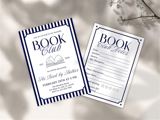 Book Club Invitation Bundle, Editable Book Club Invite, Bookish Birthday Decor, Reading Discussion Group Notes, Printable Canva Template - Etsy Australia
