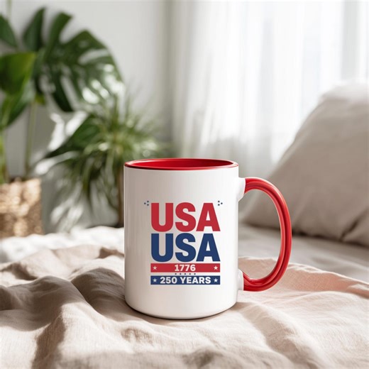 USA Typography Mug, 250th Anniversary Patriotic Coffee Mug, 1776–2026 America Celebration Cup, Bold Americana Design - Etsy