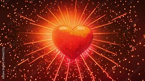 Valentine heart animation. Valentine's day and love animation,shiny and glitter hearts,glowing particles,valentine and marriage concept,dark red gradient Retro vintage effect. Happy Valentine