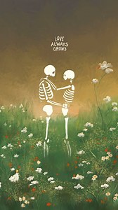 Christian Watson | 1924us on Instagram: "Love always grows. Hello from Mr. Skelly and his missus! Growth is a beautiful thing! It’s been several days now since he’s made an appearance but all in good reason! I’ve got a lot more work of his coming soon, and most of your print orders have begun to ship too! I want to say thank you for everyone’s support! This animation was particularly difficult due to the nature of two interacting moving objects as opposed to just one. Every bone is hand frame an