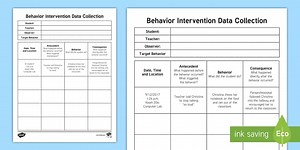 Behavior Intervention Data Collection Form
