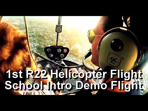 How to fly a Robinson R22 Helicopter flight training intro demo flight (including communications)