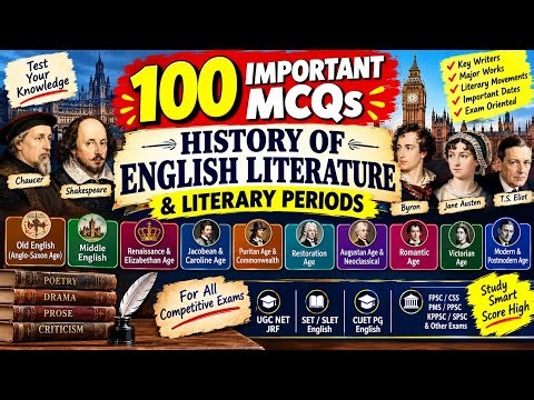 100 MCQs on History of English Literature & Literary Periods | English Literature Exams Preparation