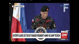President Rodrigo Duterte leads the anniversary of the 1st Scout Ranger Regiment in Camp Tecson. www.cnn.ph | NewsWatch Plus Philippines