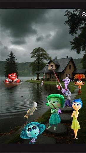 Inside Out Goes Fishing… and Everything Goes Wrong! 😂🎣🌧️#insideout2 #viral #fypシ #shorts #fishing