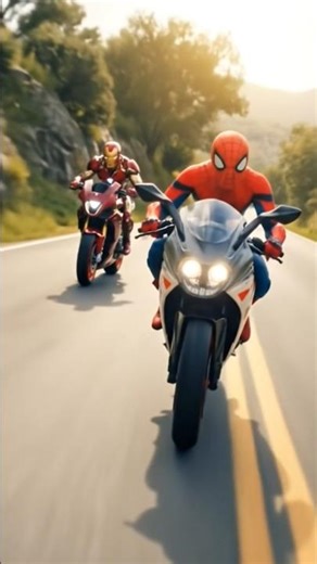 Spiderman and ironman playing bike race 🔥 #ironman #spiderman #bikerace #shorts
