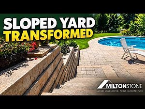 Sloped Backyard Landscaping | Pavers, Walls, Steps & Pool Coping | Milton Stone #OakvilleLandscaping