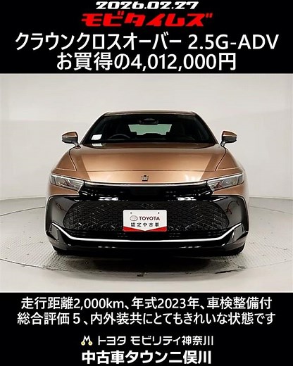 Toyota Crown Crossover 2.5G Advanced, 2,000km mileage, 2023 model year, includes vehicle inspecti...