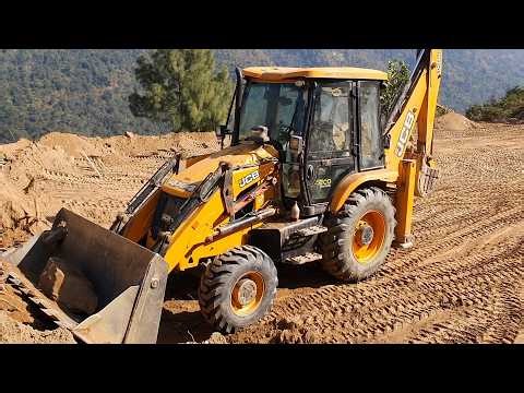 JCB Backhoe Loader - Hilly Road Construction - JCB Cutting Hilly Road - Dozer Video 15