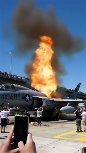 Would you stand THIS close to a fighter jet explosion?! #danger