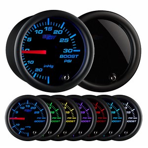 2-1/16" Tinted 7 Color 30 PSI Turbo Boost Vacuum Gauge Kit