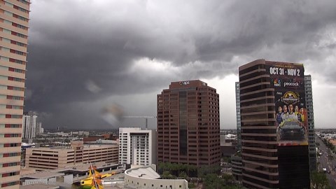 Timelapse of storm clouds moving over downtown Phoenix
